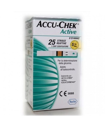 STRISCE MISURAZIONE GLICEMIA ACCU-CHEK ACTIVE STRIPS 25 PEZZI INF RETAIL - Farmadillo