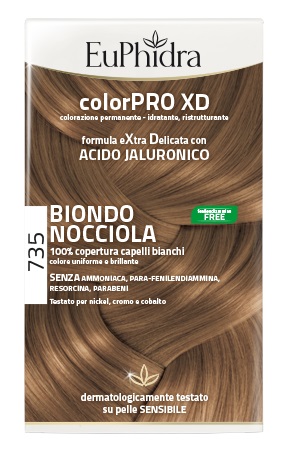 EUPHIDRA COLORPRO XD 735 BIONDO NOCCIOLA GEL COLORANTE CAPELLI IN FLACONE + ATTIVANTE + BALSAMO + GUANTI - Farmadillo