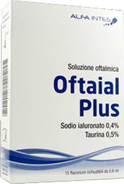 SOLUZIONE OFTALMICA OFTAIAL PLUS ACIDO IALURONICO 0,4% E TAURINA 15 FLACONCINI RICHIUDIBILI DA 0,6 ML - Farmadillo