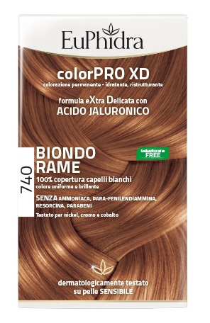 EUPHIDRA COLORPRO XD 740 BIONDO RAME GEL COLORANTE CAPELLI IN FLACONE + ATTIVANTE + BALSAMO + GUANTI - Farmadillo