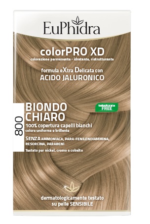 EUPHIDRA COLORPRO XD 800 BIONDO CHIARO GEL COLORANTE CAPELLI IN FLACONE + ATTIVANTE + BALSAMO + GUANTI - Farmadillo