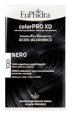 EUPHIDRA COLORPRO XD 100 NERO GEL COLORANTE CAPELLI IN FLACONE + ATTIVANTE + BALSAMO + GUANTI - Farmadillo