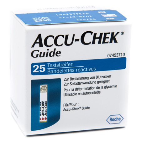 STRISCE MISURAZIONE GLICEMIA ACCU-CHEK GUIDE 25 PEZZI CONFEZIONE RETAIL - Farmadillo