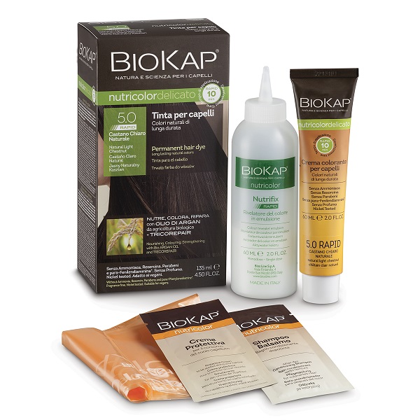 BIOS LINE  BIOKAP NUTRICOLOR DELICATO RAPID TINTA 5,0 CASTANO CHIARO NATURALE 135 ML - Farmadillo