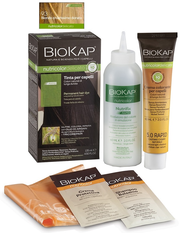 BIOS LINE  BIOKAP NUTRICOLOR DELICATO RAPID TINTA 9,3 BIONDO CHIARISSMO DORATO 135 ML - Farmadillo