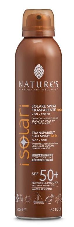 NATURE'S I SOLARI SPRAY TRASPARENTE BAMBINI SPF50+ 200 ML - Farmadillo