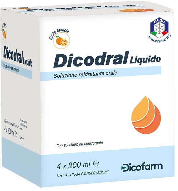 DICODRAL LIQUIDO SOLUZIONE REIDRATANTE ORALE 4 X 200 ML - Farmadillo