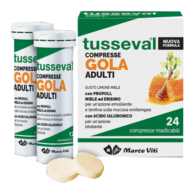 TUSSEVAL GOLA ADULTI 24 COMPRESSE MASTICABILI LIMONE E MIELE - Farmadillo
