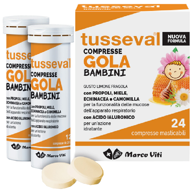 TUSSEVAL GOLA BAMBINI 24 COMPRESSE - Farmadillo