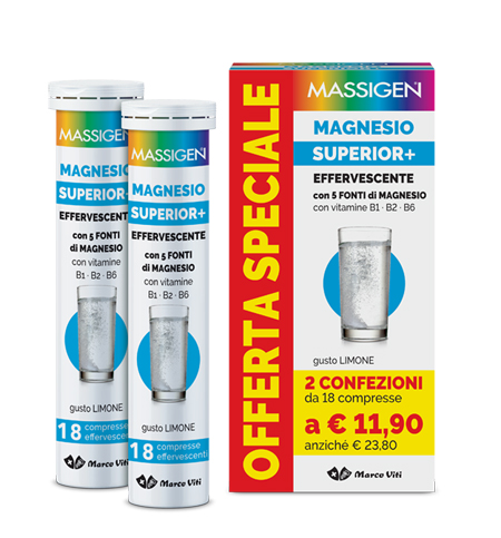 MASSIGEN MAGNESIO SUPERIOR 18+18 COMPRESSE EFFERVESCENTI - Farmadillo
