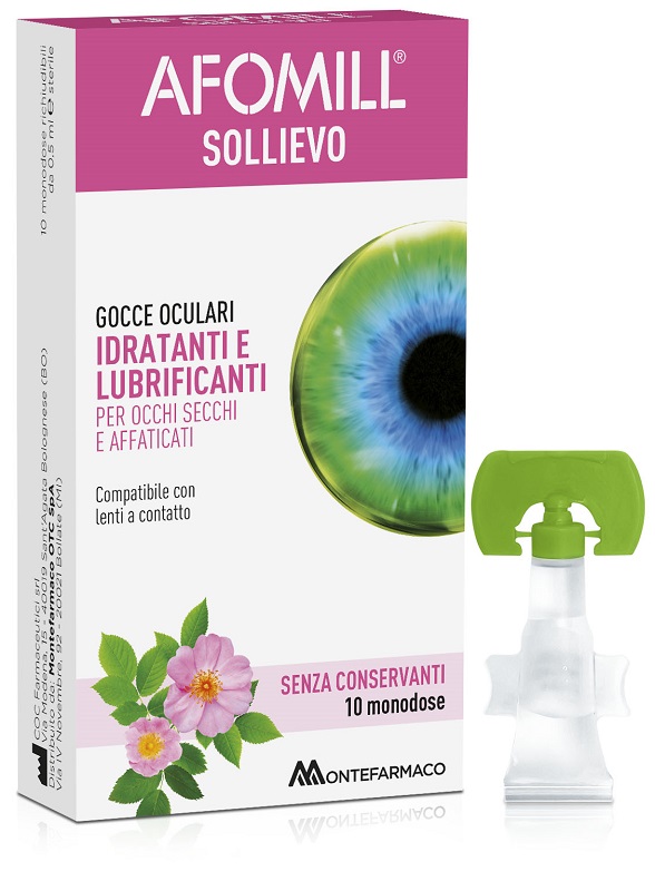 AFOMILL SOLLIEVO GOCCE OCULARI OCCHI 10 FIALE DA 0,5 ML - Farmadillo