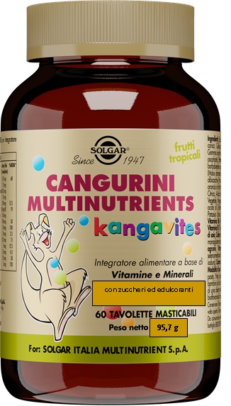 CANGURINI MULTINUTRIENTS FRUTTI TROPICALI 60 TAVOLETTE - Farmadillo