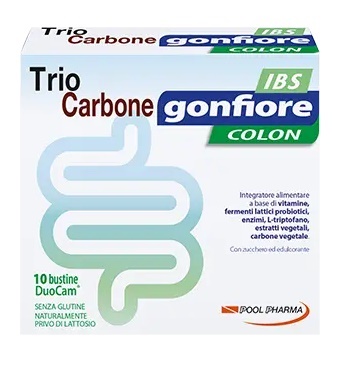 TRIOCARBONE GONFIORE IBS 10 BUSTE DUOCAM DA 2 G + 1,5 G - Farmadillo