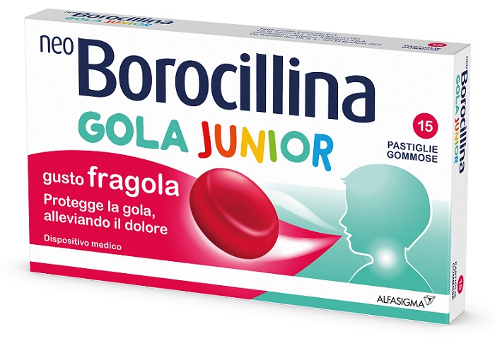 NEOBOROCILLINA GOLA JUNIOR 15 PASTIGLIE GUSTO FRAGOLA - Farmadillo