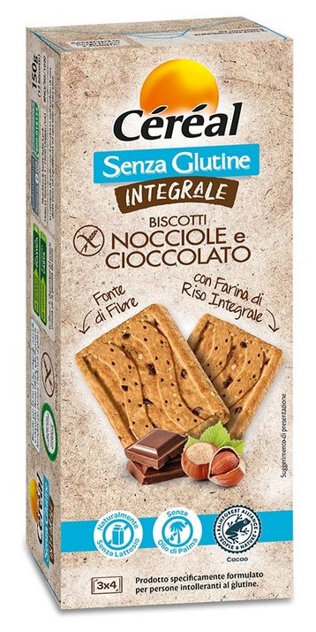 CEREAL SENZA GLUTINE INTEGRALE BISCOTTI NOCCIOLE E CIOCCOLATO 150 G - Farmadillo