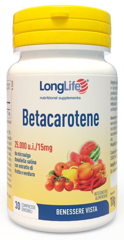 LONGLIFE BETACAROTENE 25000 UI 30 COMPRESSE - Farmadillo