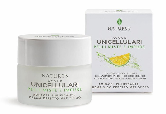NATURE'S ACQUE UNICELLULARI AQUAGEL CREMA VISO EFFETTO MAT SPF20 50 ML - Farmadillo