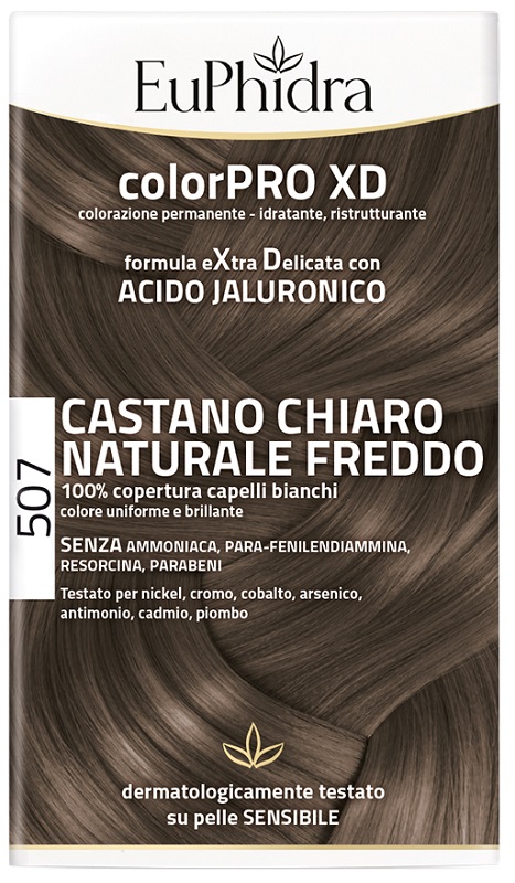 EUPHIDRA COLORPRO XD 507 CASTANO CHIARO NATURALE F COLORE + ATTIVANTE + BALSAMO + CUFFIA + GUANTI - Farmadillo