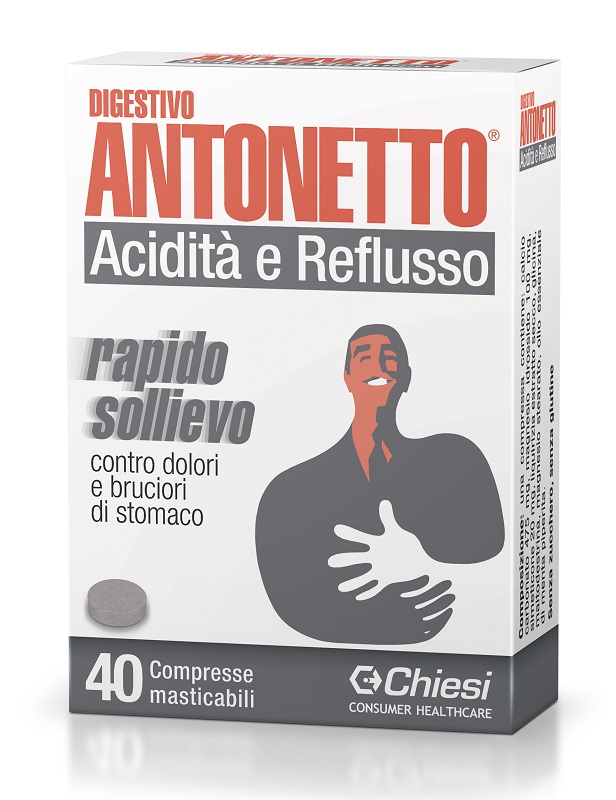 DIGESTIVO ANTONETTO ACIDITA' E REFLUSSO 40 COMPRESSE MASTICABILI - Farmadillo