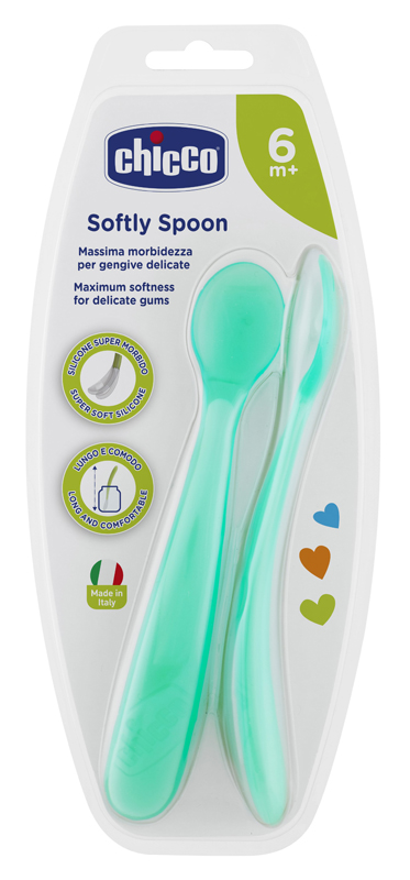 CHICCO CUCCHIAIO SILICONE MASCHILE BI PACK 6M+ - Farmadillo