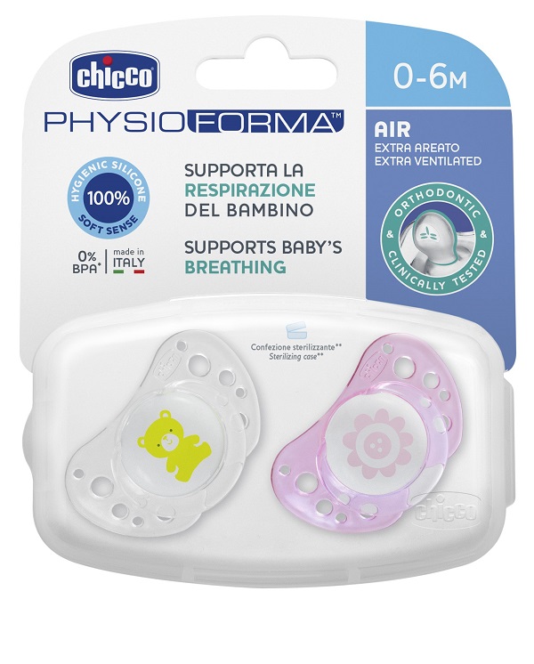 CHICCO SUCCHICCO AIR GIRL SILICONE 0-6 MESI 2 PEZZI - Farmadillo