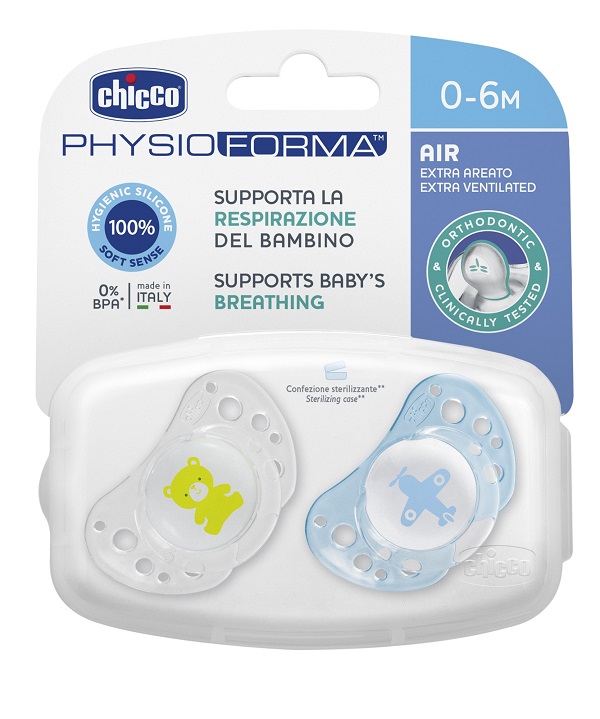 CHICCO SUCCHICCO AIR BOY SILICONE 0-6 MESI 2 PEZZI - Farmadillo