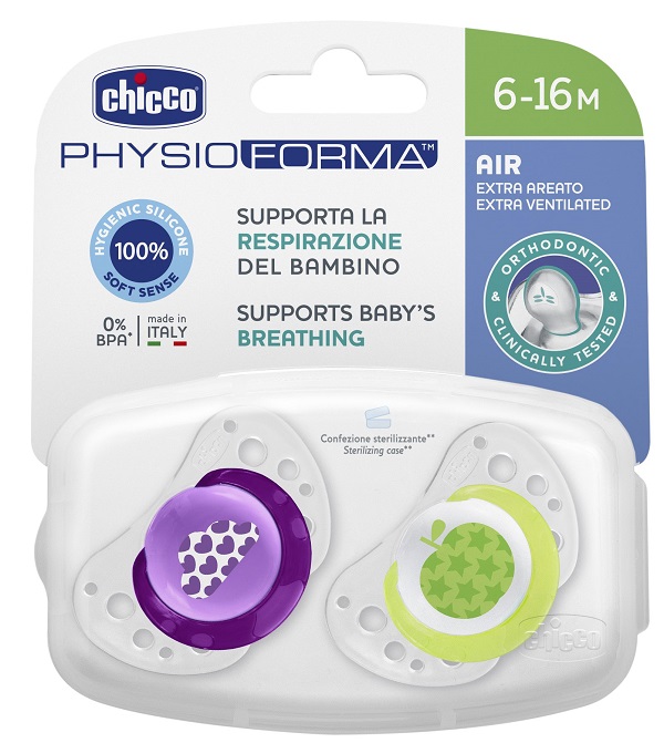 CHICCO SUCCHIETTO AIR GIRL IN SILICONE 6-16 MESI 2 PEZZI - Farmadillo
