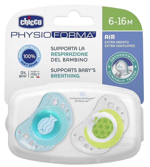 CHICCO SUCCHIETTO AIR BOY IN SILICONE 6-16 MESI 2 PEZZI - Farmadillo