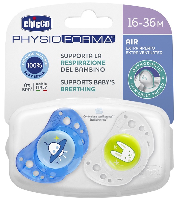 CHICCO SUCCHIETTO AIR BOY IN SILICONE 16-36 MESI 2 PEZZI - Farmadillo