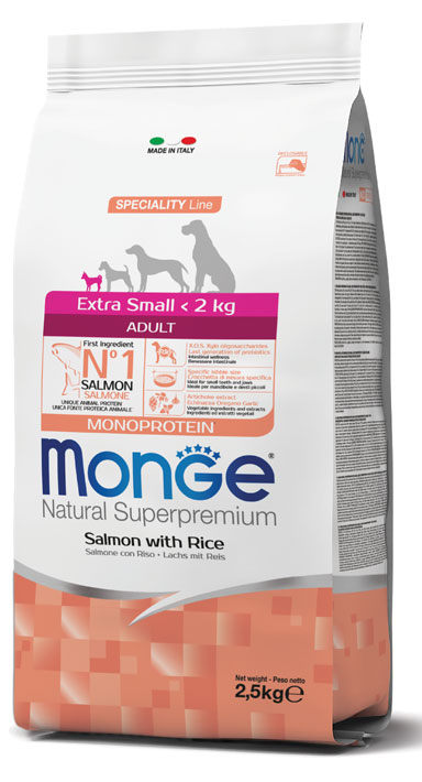 MONGE EXTRA SMALL ADULT SALMONE & RISO 800 G - Farmadillo