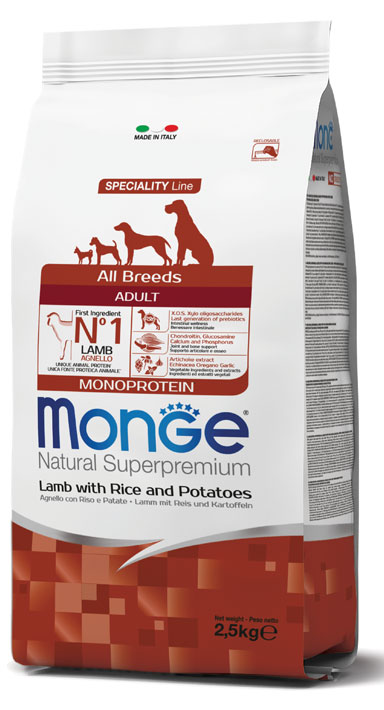 MONGE ALL BREEDS ADULT AGNELLO RISO & PATATE 2500 G - Farmadillo