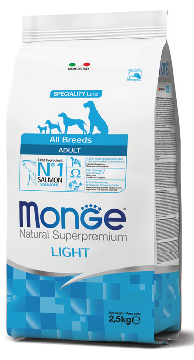 MONGE ALL BREEDS ADULT LIGHT SALMONE & RISO 2500 G - Farmadillo