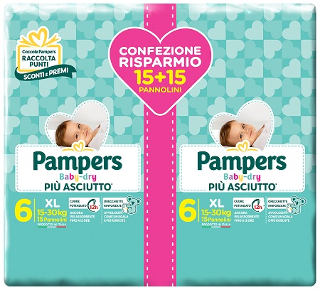 PAMPERS BABY DRY DUO DWCT XL 30 PEZZI - Farmadillo