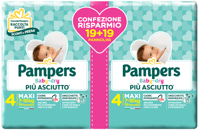 PAMPERS BABY-DRY DUO DWCT MAXI 38 PEZZI - Farmadillo