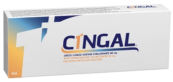 SIRINGA PRERIEMPITA INTRA ARTICOLARE CINGAL 4 ML 22MG/ML ACIDO RETICOLATO CON 4,5 MG/ML TRIAMCINOLONE ESACETONIDE - Farmadillo