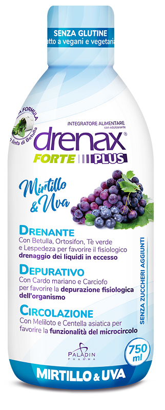DRENAX FORTE PLUS ORIGINALE CON MIRTILLO E UVA 750 ML - Farmadillo