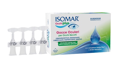 ISOMAR OCCHI PLUS GOCCE OCULARI PER OCCHI SECCHI ALL'ACIDO IALURONICO 0,25% 30 FLACONCINI MONODOSE - Farmadillo