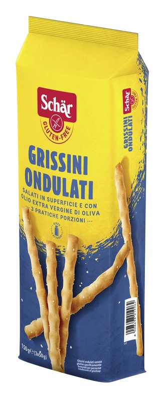 SCHAR GRISSINI ONDULATI SALATI IN SUPERFICIE 3 PORZIONI DA 50 G - Farmadillo