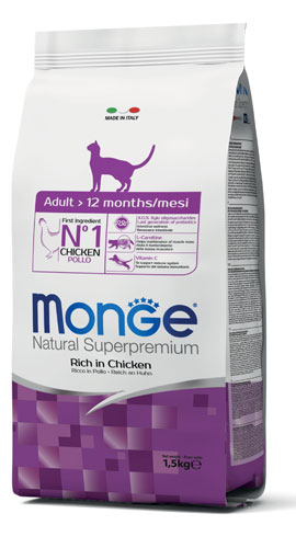 MONGE NATURAL SUPERPREMIUM SECCO GATTO ADULT CAT 1,5 KG - Farmadillo