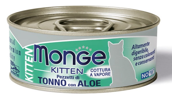 MONGE NATURAL QUALITY GATTO MONGE JELLY PEZZETTI TONNO BONITO/ALOE KITTEN 80 G - Farmadillo