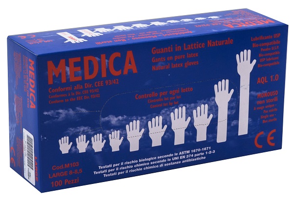 GUANTI LATTICE CON POLVERE LARGE 100 PEZZI GAMMADIS - Farmadillo