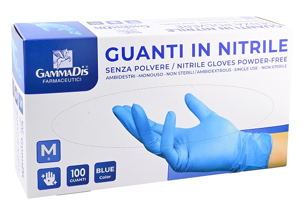 GUANTI NITRILE SENZA POLVERE MEDIUM 100 PEZZI GAMMADIS - Farmadillo