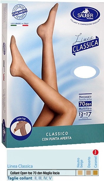 SAUBER COLLANT OPEN TOE MAGLIA LISCIA 70 DEN COLORE NEUTRO BEIGE TAGLIA 2 LINEA CLASSICA - Farmadillo