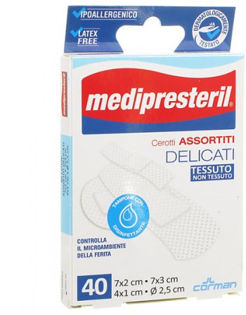 MEDIPRESTERIL CEROTTI DELICATI ASSORTITI 4 FORMATI 40 PEZZI - Farmadillo
