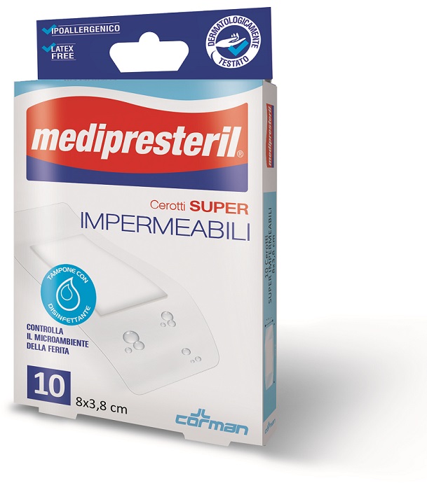MEDIPRESTERIL CEROTTI IMPERMIABILI SUPER 8 X 3,8 10 PEZZI - Farmadillo