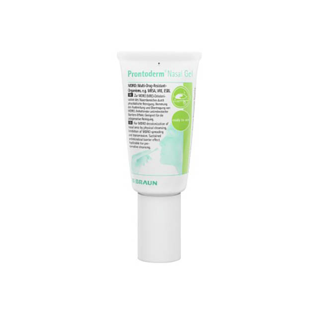 GEL ANTIMICROBICO PRONTODERM NASAL GEL PER DECONTAMINAZIONE/DECOLONIZZAZIONE DEI VESTIBOLI NASALI IN TUBO 30 ML - Farmadillo