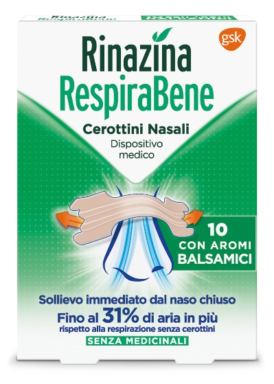 RINAZINA RESPIRABENE CEROTTI NASALI CON AROMI BALSAMICI CARTON 10 PEZZI - Farmadillo