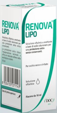 RENOVA COLLIRIO SOSTITUTO LACRIMALE A BASE DI ACIDO IALURONICO 0,4% E LIPIDI FLACONE DA 10 ML SENZA CONSERVANTI - Farmadillo