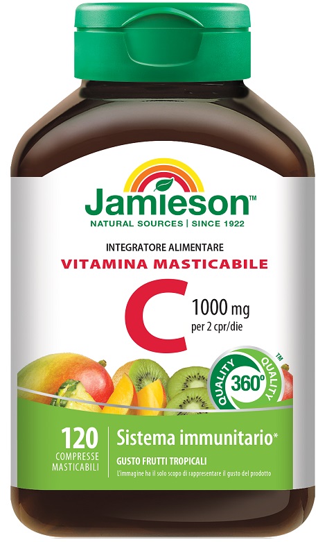 JAMIESON VITAMINA C 1000 120 COMPRESSE MASTICABILI FRUTTI TROPICALI - Farmadillo
