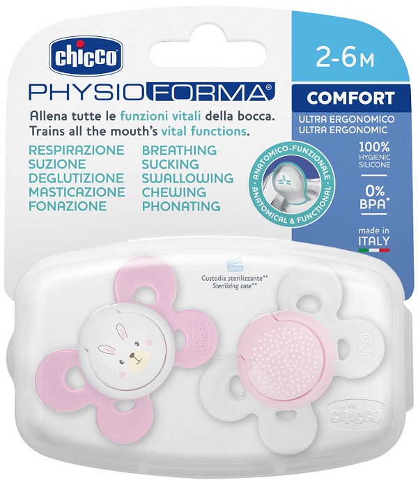CHICCO SUCCHIETTO COMFORT GIRL SILICONE 2-6 MESI 2 PEZZI - Farmadillo